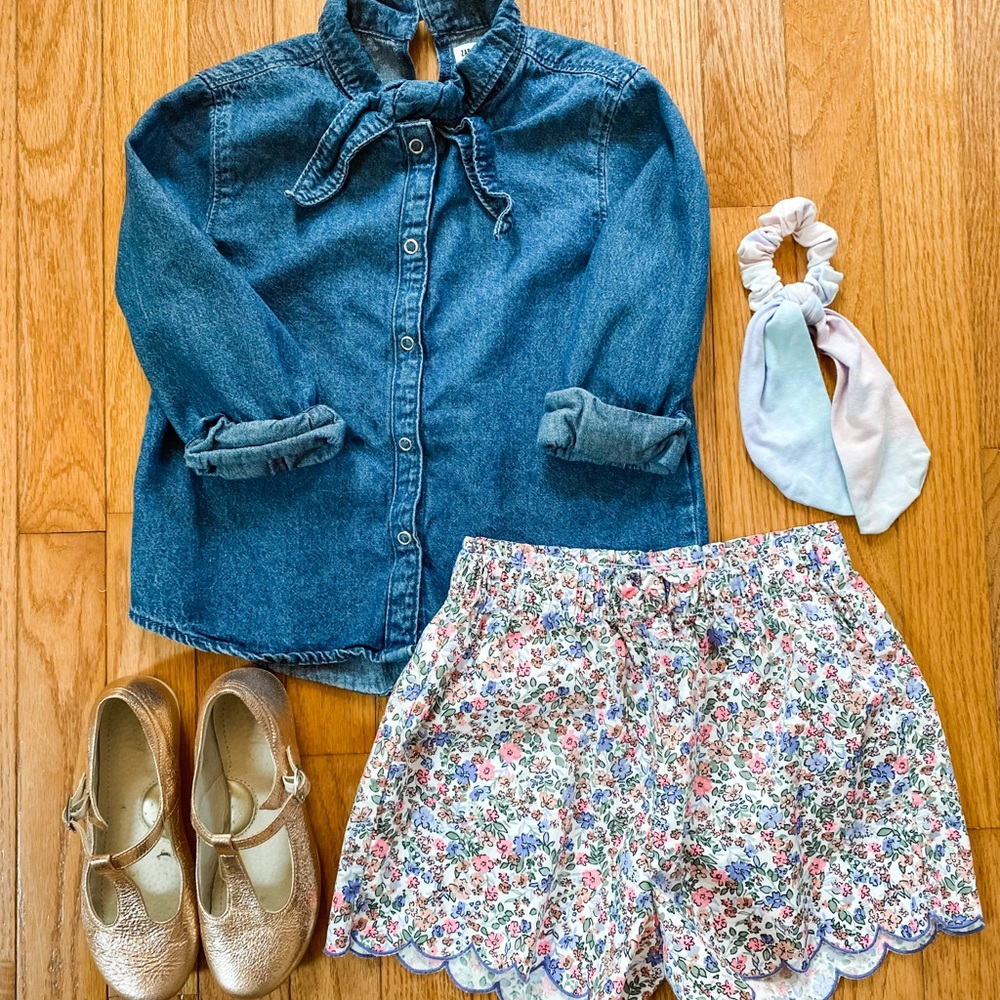 Zara Kids denim shirt with bow collar